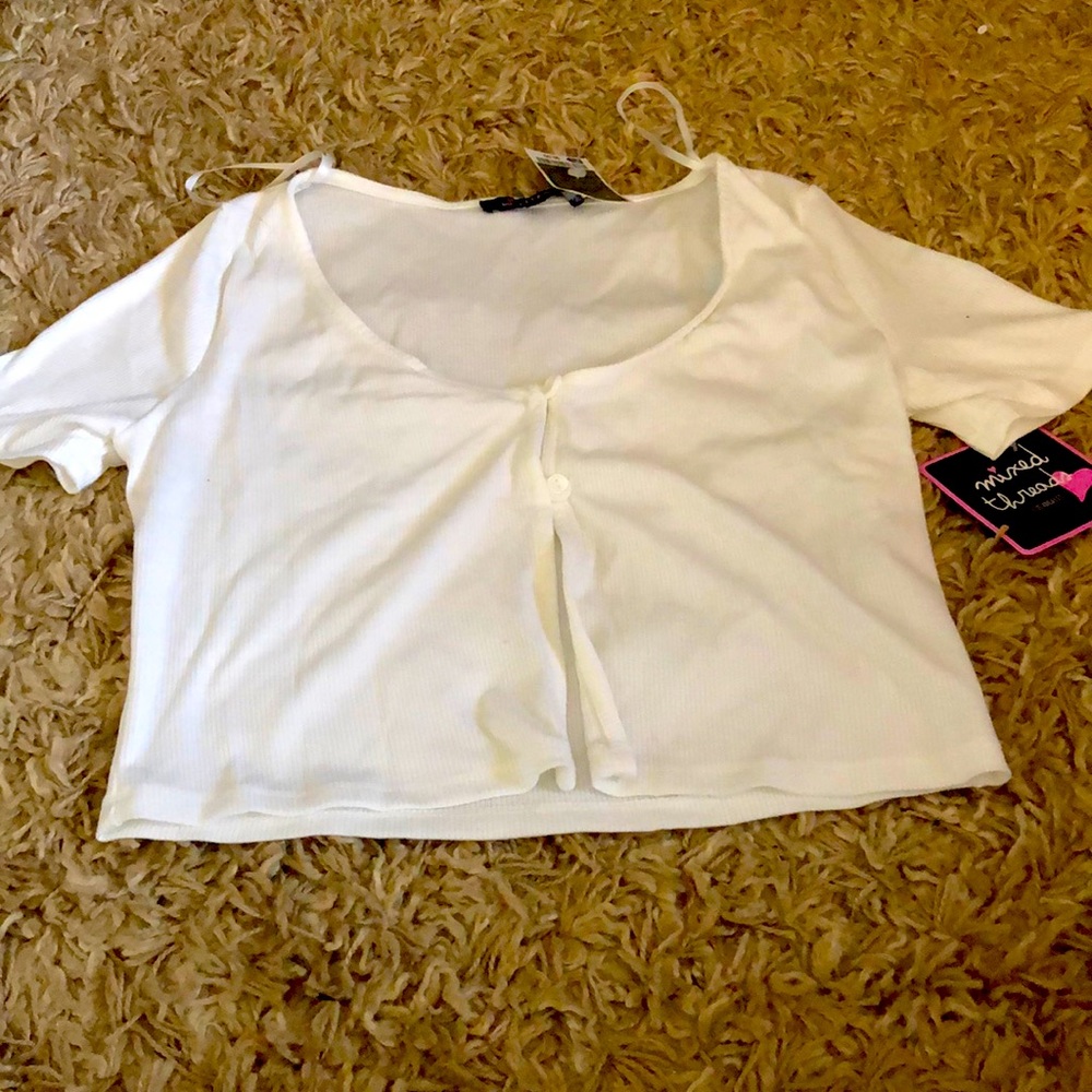 White cardigan with buttons